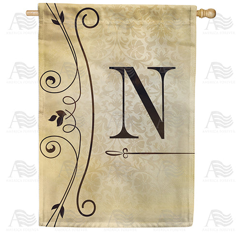 Fancy Scroll Monogram Double Sided House Flag