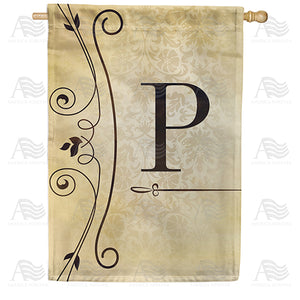 Fancy Scroll Monogram Double Sided House Flag