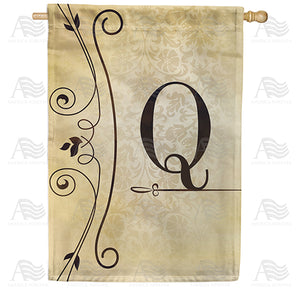 Fancy Scroll Monogram Double Sided House Flag