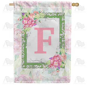 Watercolor Hydrangeas Monogram Double Sided House Flag