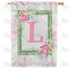 Watercolor Hydrangeas Monogram Double Sided House Flag