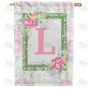 Watercolor Hydrangeas Monogram Double Sided House Flag