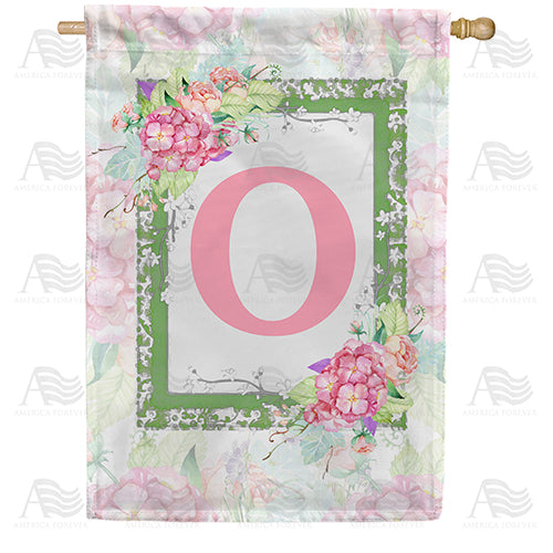 Watercolor Hydrangeas Monogram Double Sided House Flag