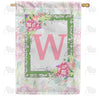 Watercolor Hydrangeas Monogram Double Sided House Flag
