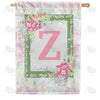 Watercolor Hydrangeas Monogram Double Sided House Flag