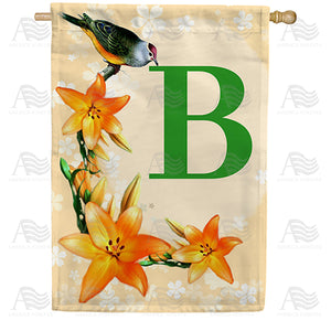 Orange Lilies Monogram Double Sided House Flag