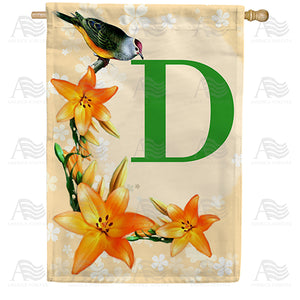 Orange Lilies Monogram Double Sided House Flag