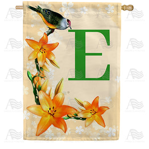 Orange Lilies Monogram Double Sided House Flag
