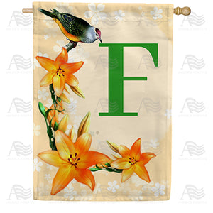 Orange Lilies Monogram Double Sided House Flag