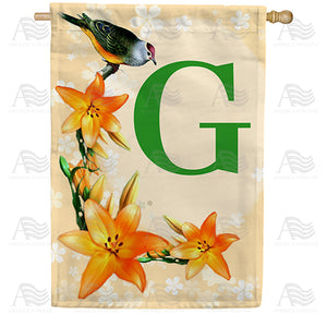 Orange Lilies Monogram Double Sided House Flag