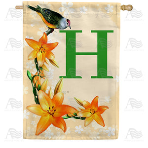 Orange Lilies Monogram Double Sided House Flag