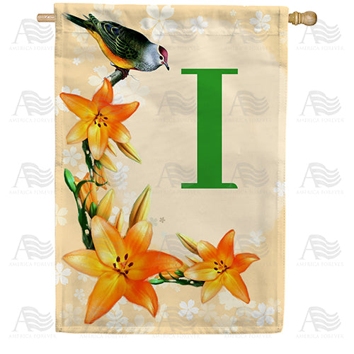 Orange Lilies Monogram Double Sided House Flag