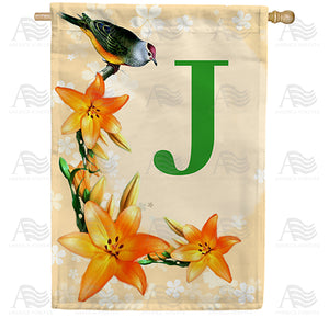 Orange Lilies Monogram Double Sided House Flag