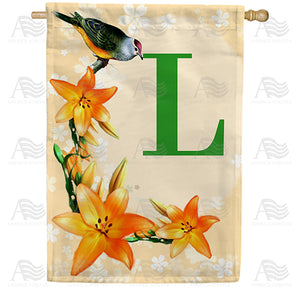 Orange Lilies Monogram Double Sided House Flag