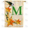 Orange Lilies Monogram Double Sided House Flag