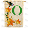 Orange Lilies Monogram Double Sided House Flag