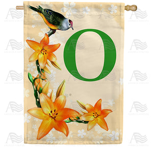 Orange Lilies Monogram Double Sided House Flag