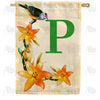 Orange Lilies Monogram Double Sided House Flag