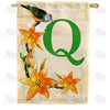 Orange Lilies Monogram Double Sided House Flag