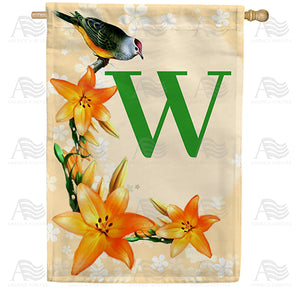 Orange Lilies Monogram Double Sided House Flag