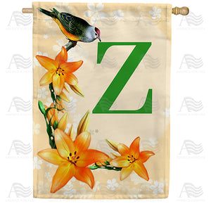 Orange Lilies Monogram Double Sided House Flag