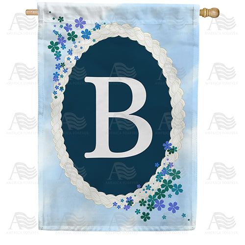Dainty Blue Monogram Double Sided House Flag