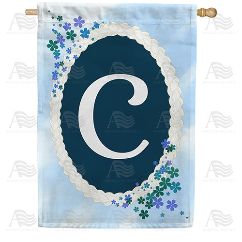 Dainty Blue Monogram Double Sided House Flag