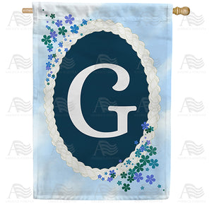 Dainty Blue Monogram Double Sided House Flag