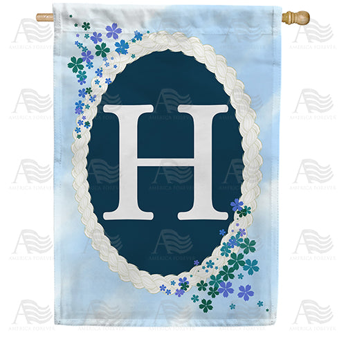 Dainty Blue Monogram Double Sided House Flag