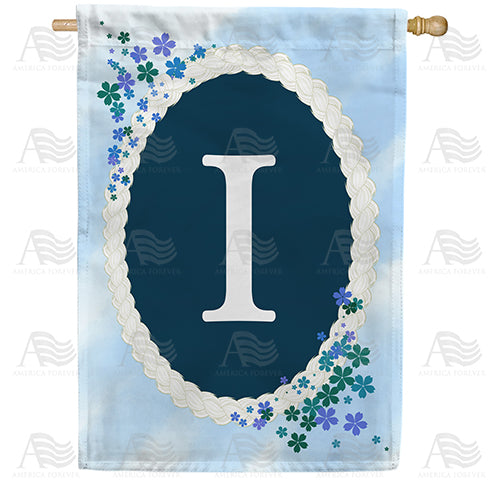 Dainty Blue Monogram Double Sided House Flag