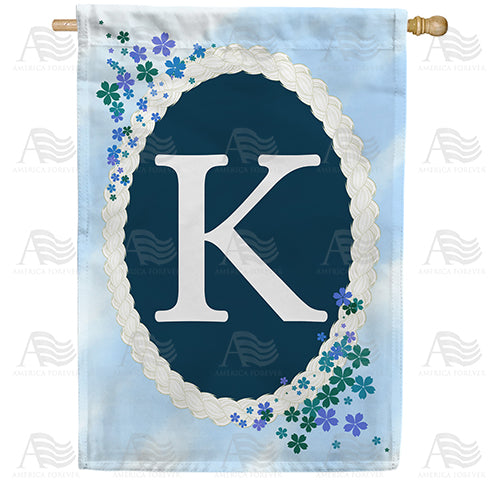 Dainty Blue Monogram Double Sided House Flag