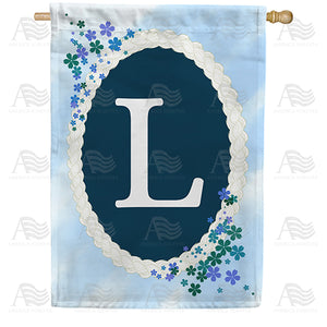 Dainty Blue Monogram Double Sided House Flag