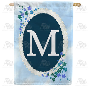 Dainty Blue Monogram Double Sided House Flag