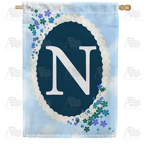Dainty Blue Monogram Double Sided House Flag