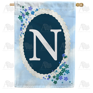 Dainty Blue Monogram Double Sided House Flag