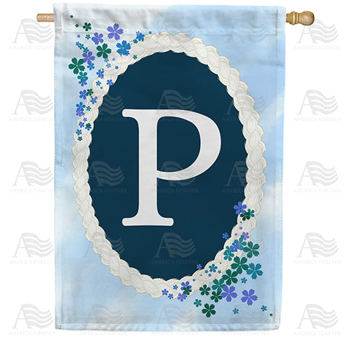 Dainty Blue Monogram Double Sided House Flag