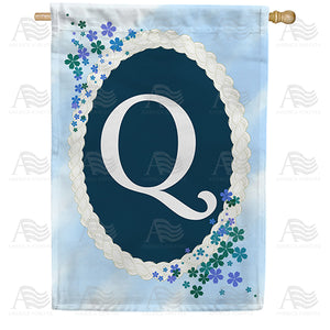 Dainty Blue Monogram Double Sided House Flag
