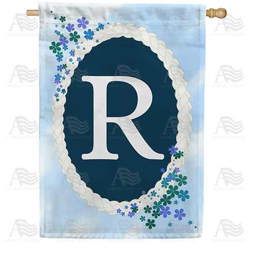 Dainty Blue Monogram Double Sided House Flag