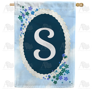 Dainty Blue Monogram Double Sided House Flag