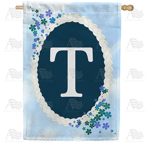 Dainty Blue Monogram Double Sided House Flag