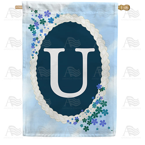 Dainty Blue Monogram Double Sided House Flag