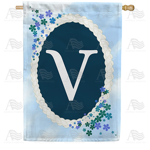 Dainty Blue Monogram Double Sided House Flag