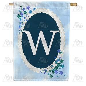 Dainty Blue Monogram Double Sided House Flag