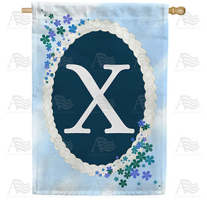 Dainty Blue Monogram Double Sided House Flag