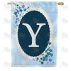 Dainty Blue Monogram Double Sided House Flag