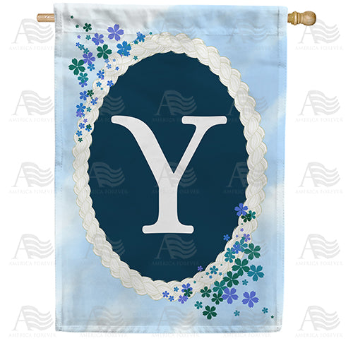 Dainty Blue Monogram Double Sided House Flag