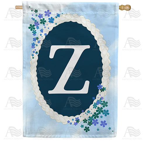 Dainty Blue Monogram Double Sided House Flag