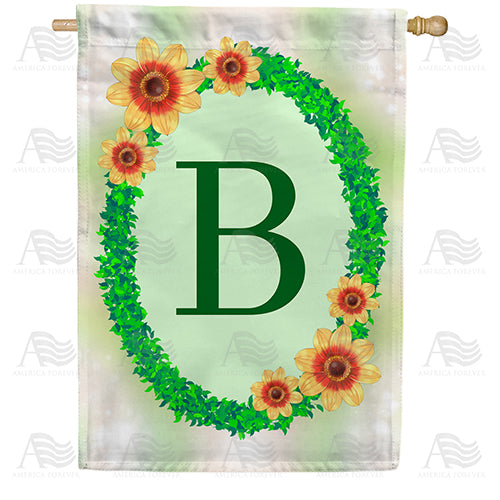 Green Ivy Monogram Double Sided House Flag