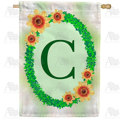 Green Ivy Monogram Double Sided House Flag
