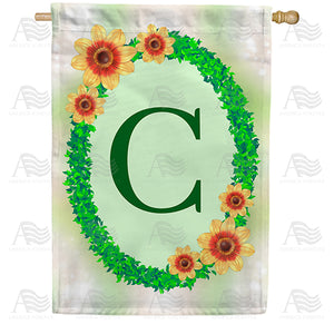 Green Ivy Monogram Double Sided House Flag